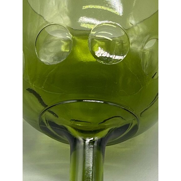 Glass Goblet Green pedestal stem 2" goblet opening 3 3/4" height 3 1/2"  READ - Picture 5 of 9